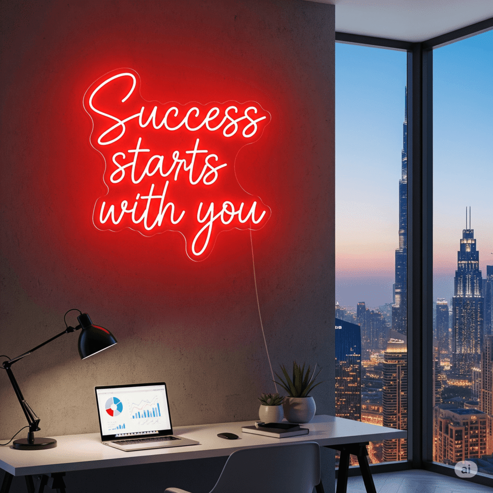 LED neon sign “Success Starts with You”