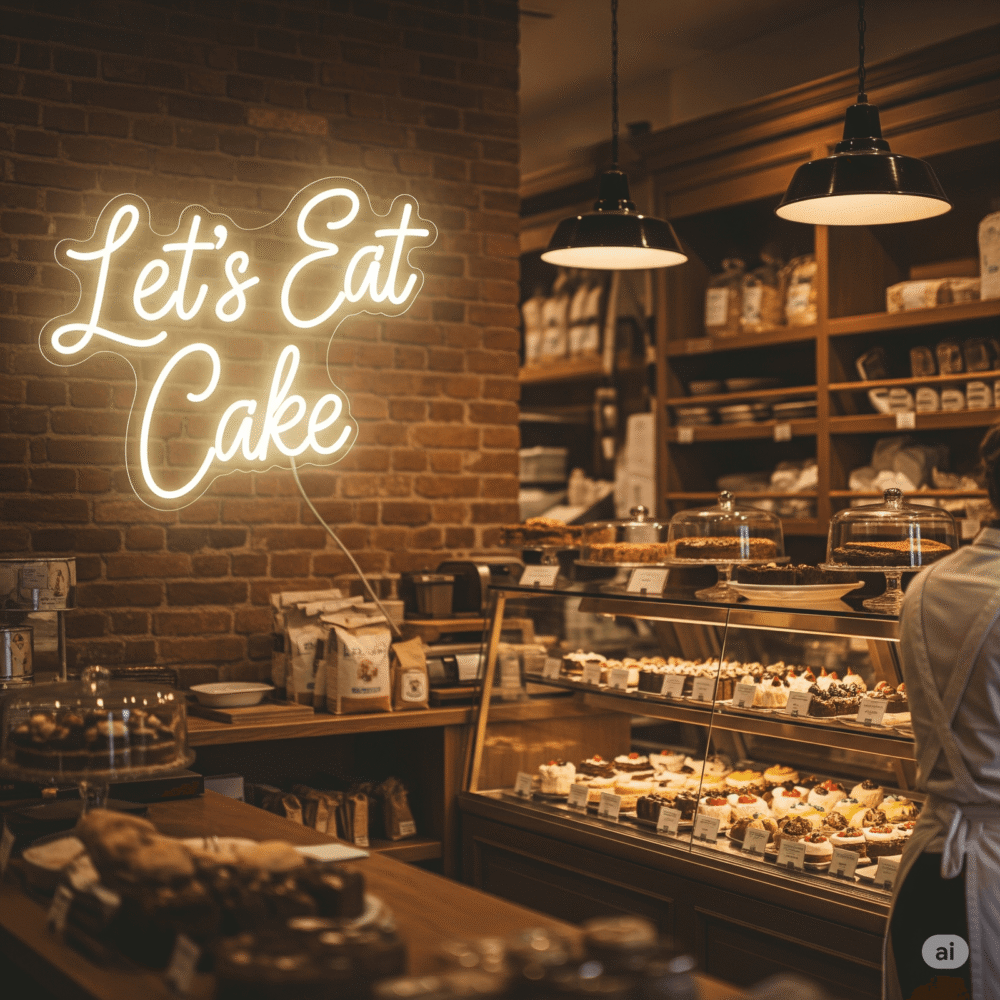 LED neon sign “Let’s Eat Cake”