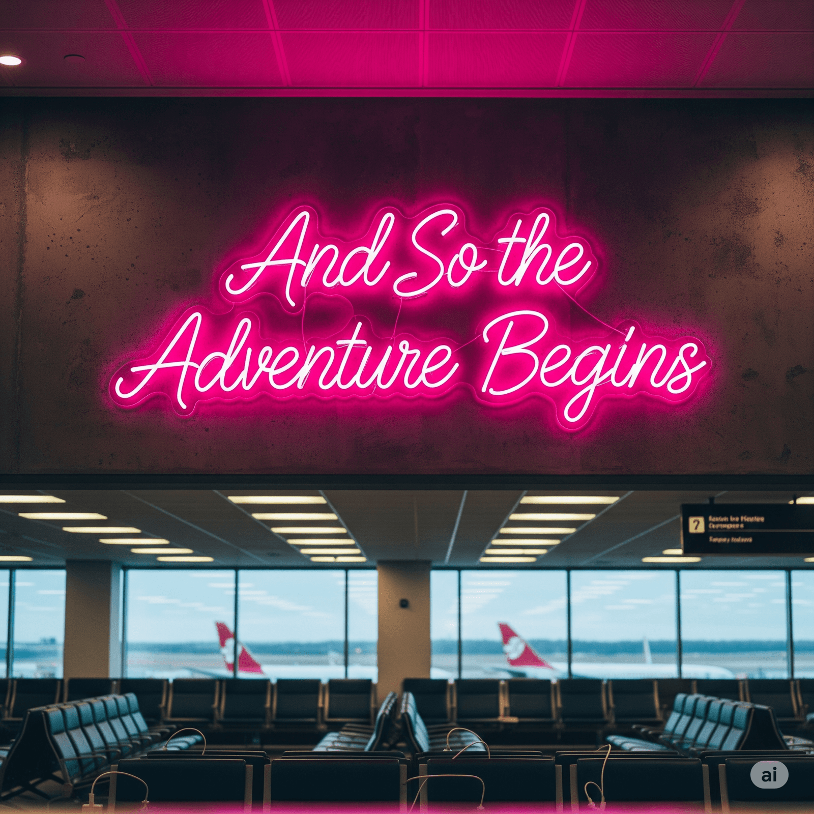 LED neon sign “And So the Adventure Begins”