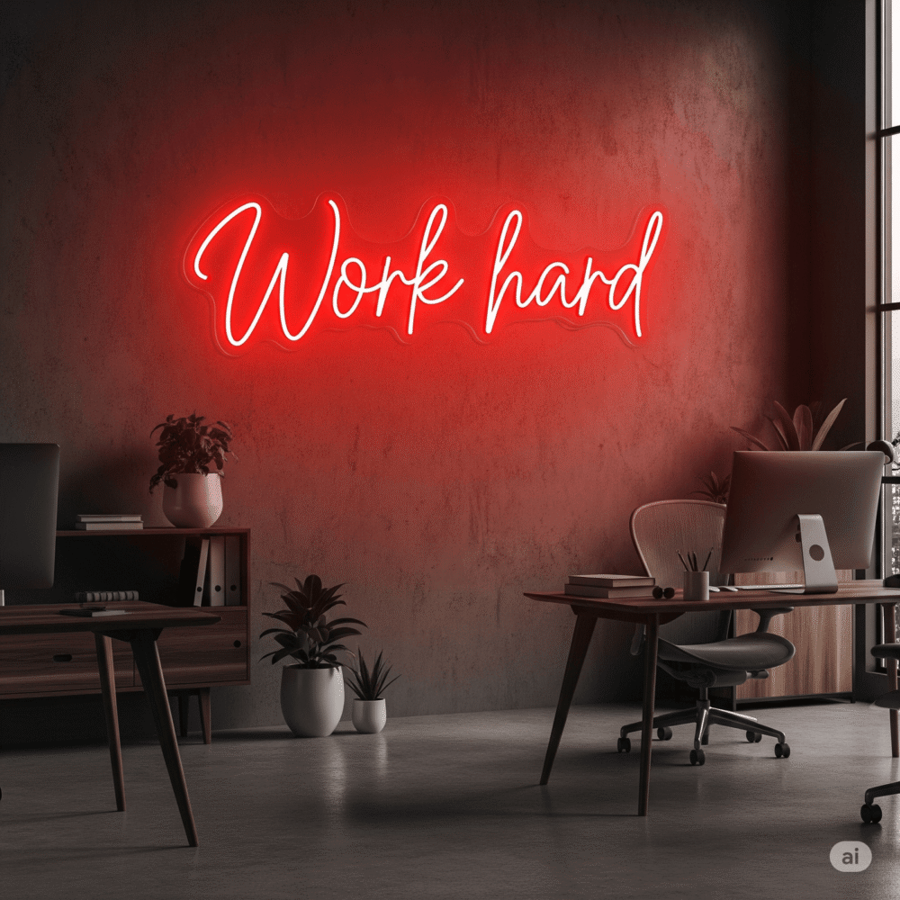 LED Neon Sign “Work Hard”