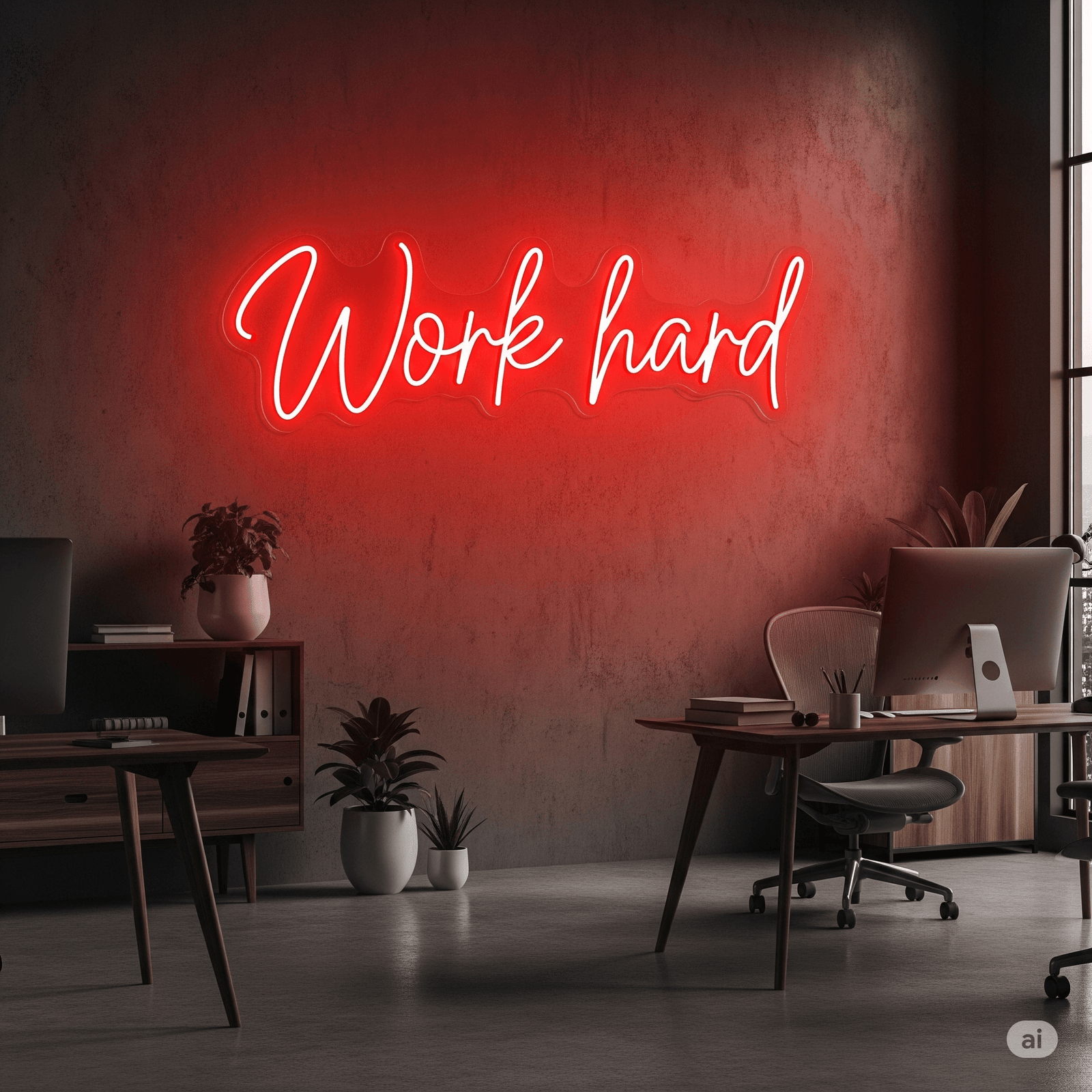 LED Neon Sign “Work Hard”