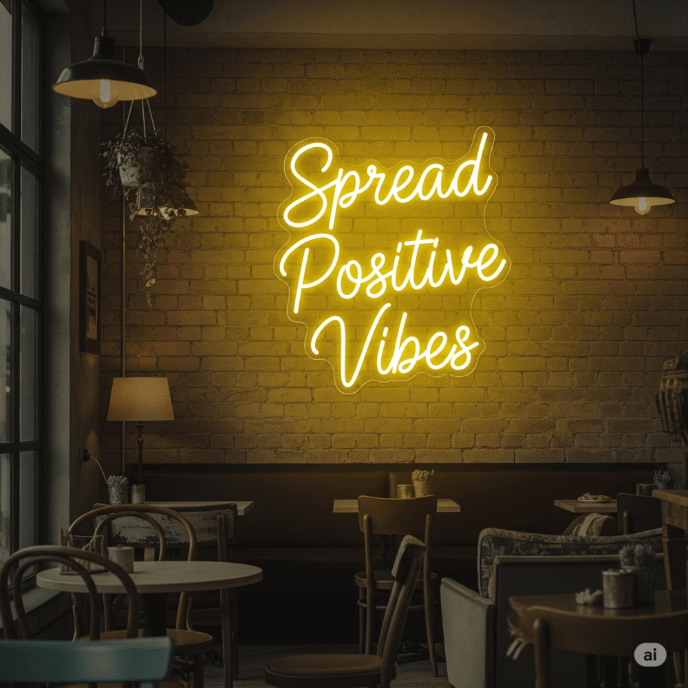 LED neon sign “Spread Positive Vibes”