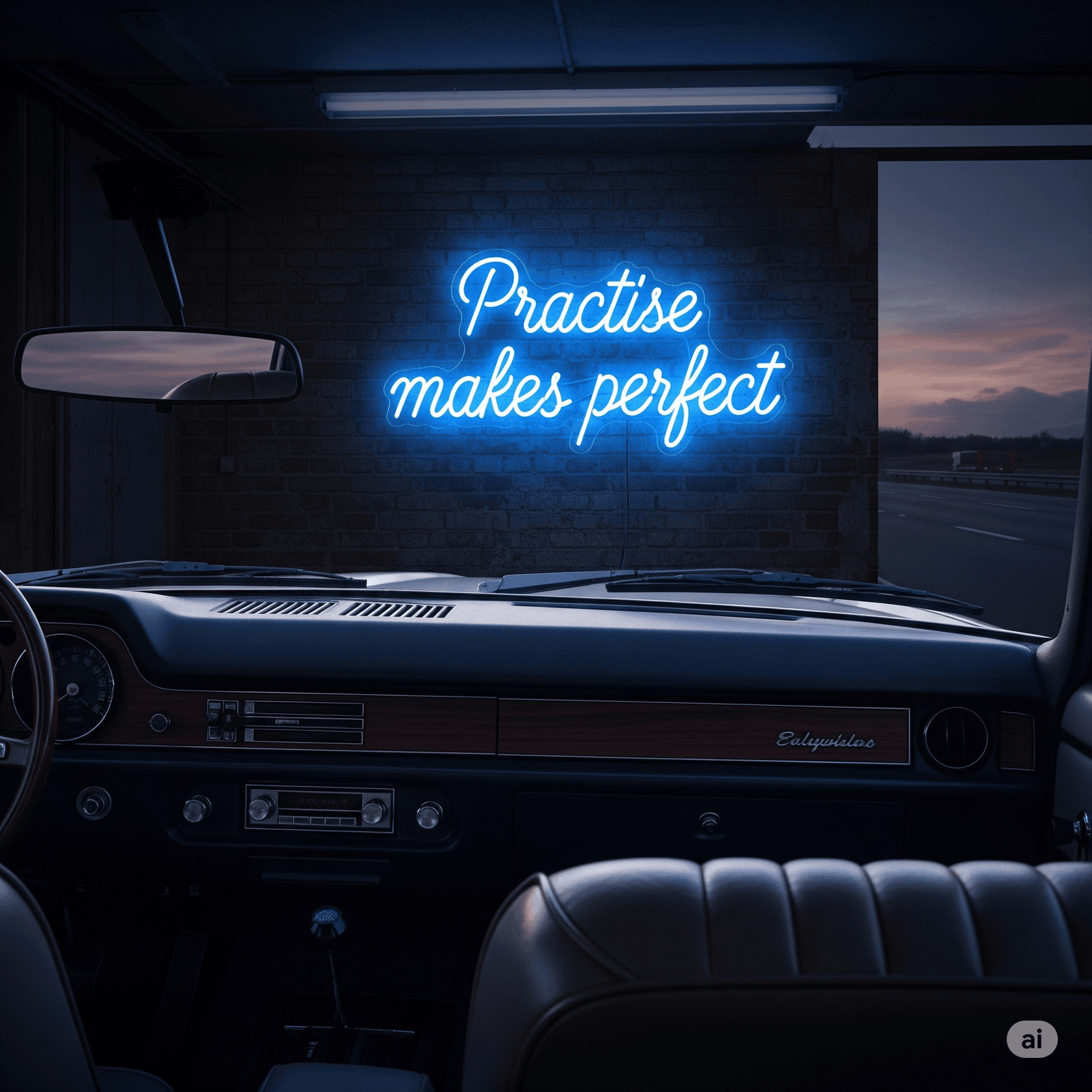LED neon sign “Practice makes perfect”