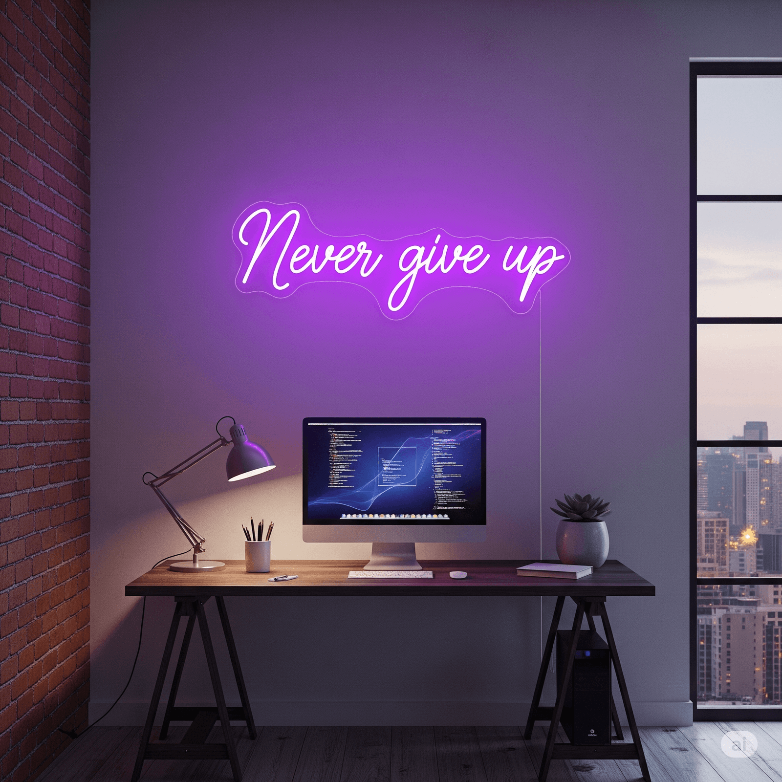 LED neon sign “Never Give Up”