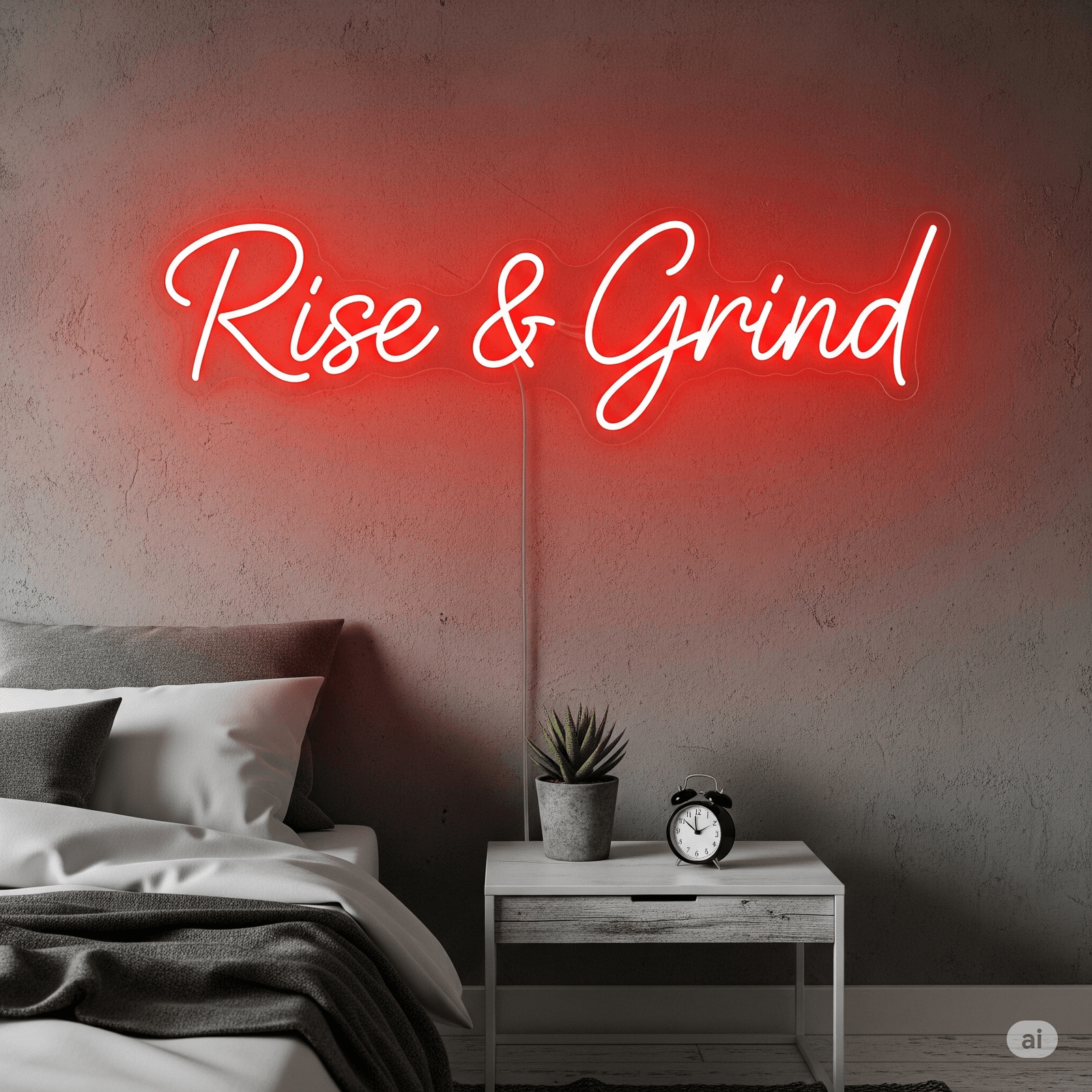 LED neon sign “Rise & Grind”