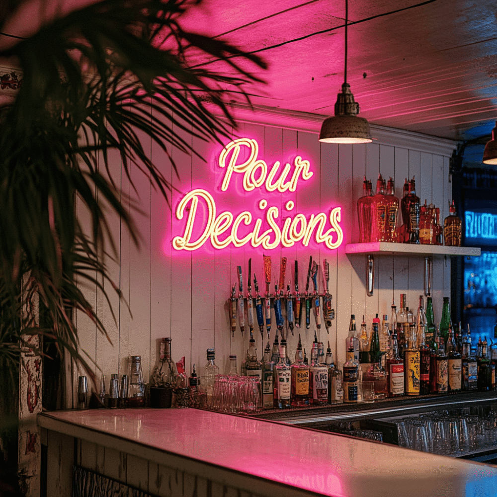 LED neon sign “Pour Decisions”