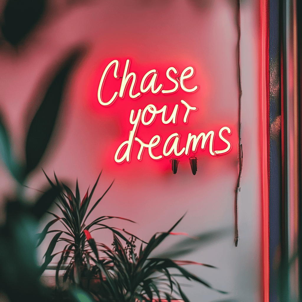 LED neon sign “Chase Your Dreams”