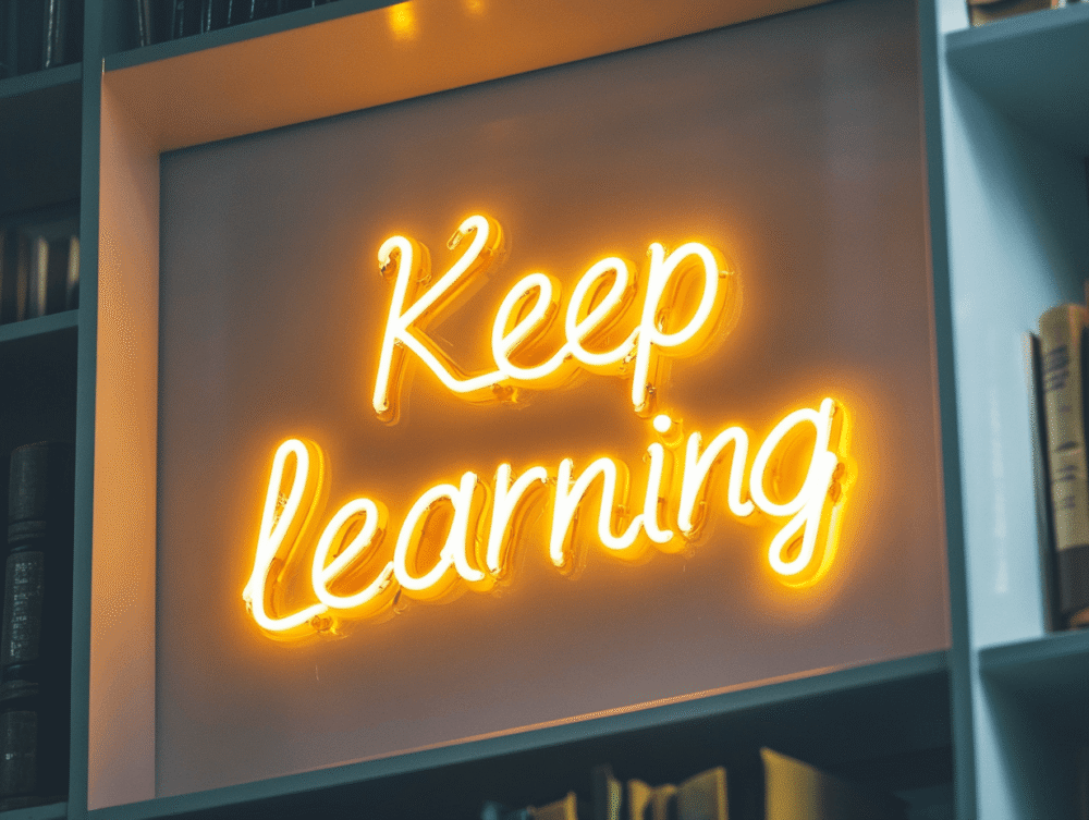 LED neon sign “Keep Learning”